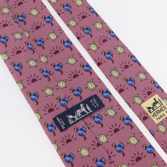 HERMES Necktie Silk Pink Auth 174884A