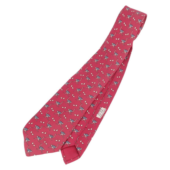 HERMES Necktie Silk Red Auth 174886