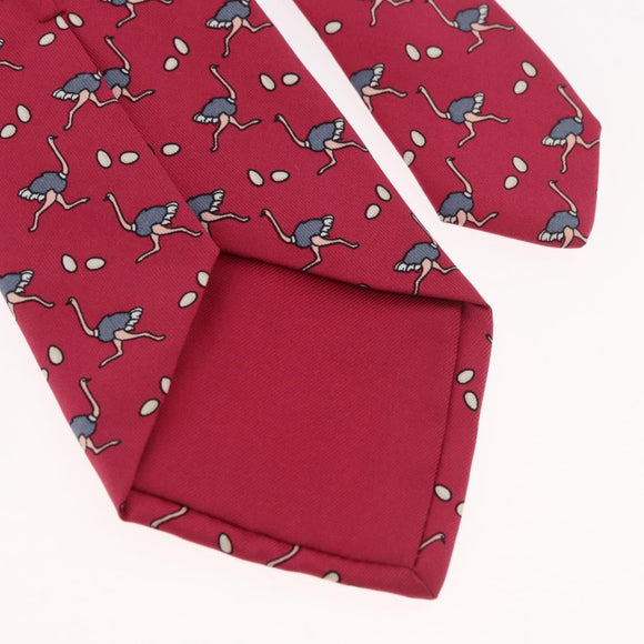 HERMES Necktie Silk Red Auth 174886