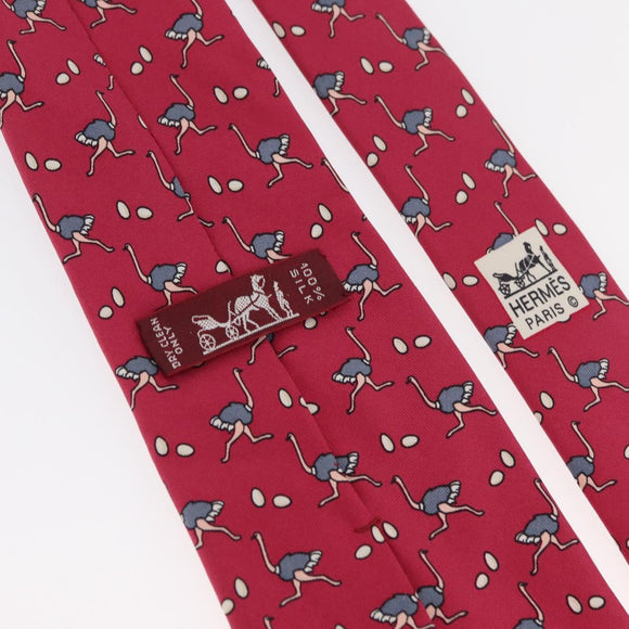 HERMES Necktie Silk Red Auth 174886