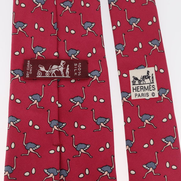 HERMES Necktie Silk Red Auth 174886