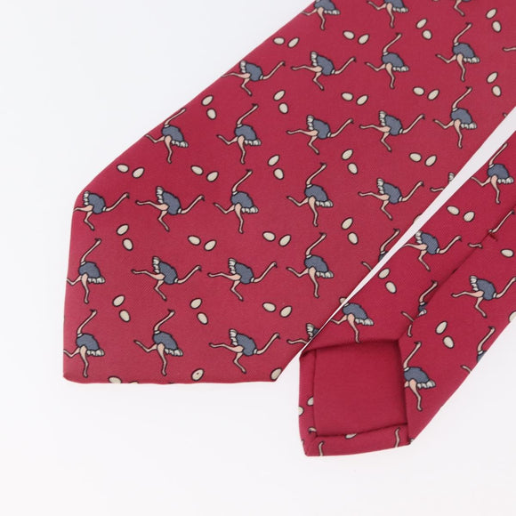HERMES Necktie Silk Red Auth 174886