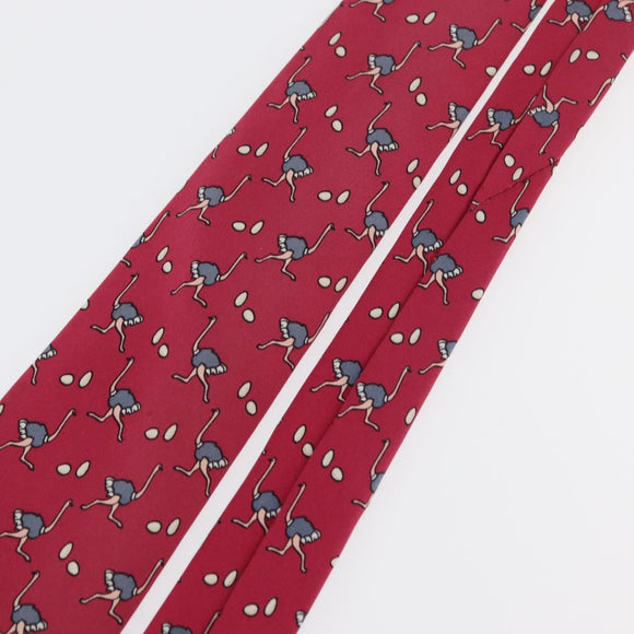 HERMES Necktie Silk Red Auth 174886