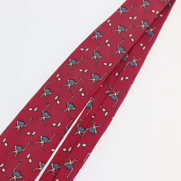 HERMES Necktie Silk Red Auth 174886