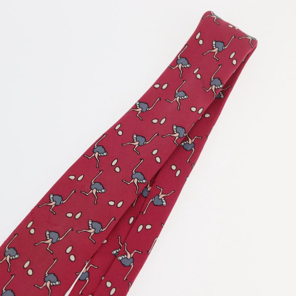 HERMES Necktie Silk Red Auth 174886