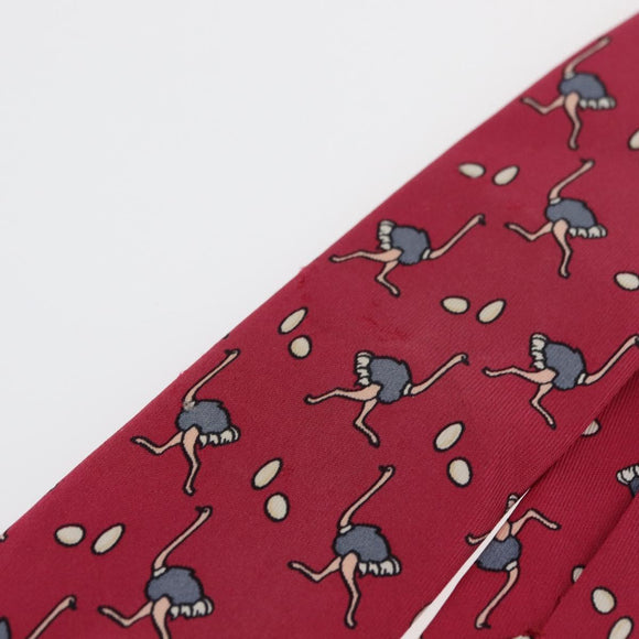HERMES Necktie Silk Red Auth 174886