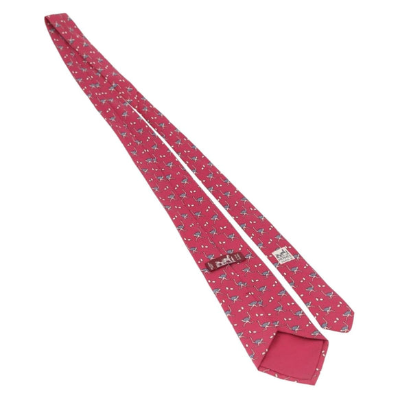 HERMES Necktie Silk Red Auth 174886