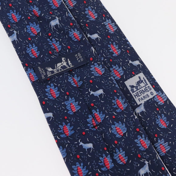 HERMES Necktie Silk Blue Auth 174887