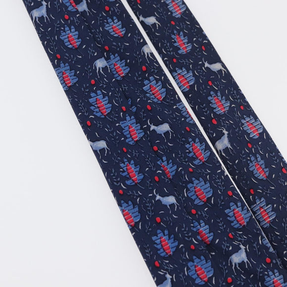 HERMES Necktie Silk Blue Auth 174887