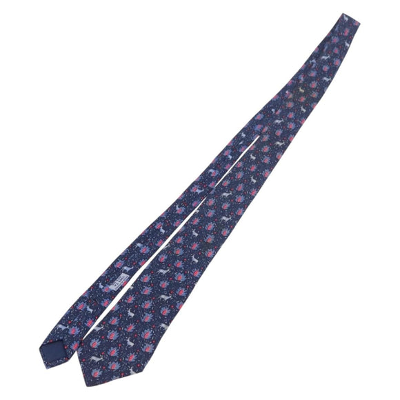 HERMES Necktie Silk Blue Auth 174887