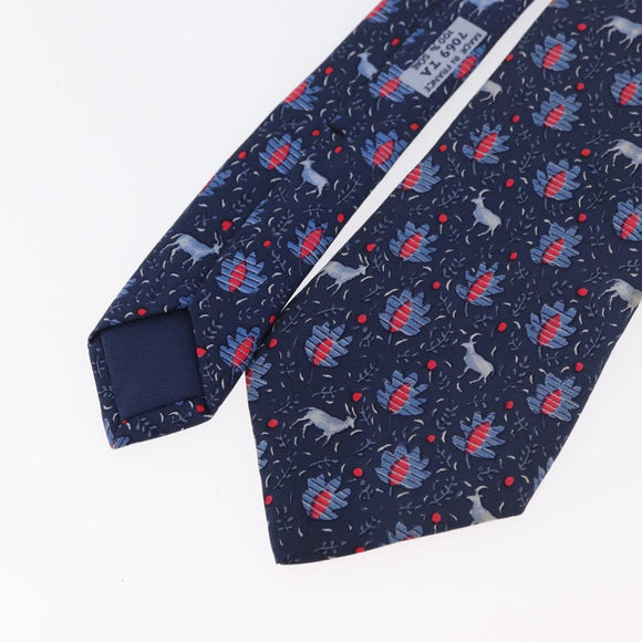 HERMES Necktie Silk Blue Auth 174887