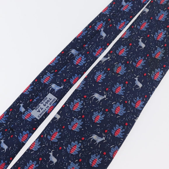 HERMES Necktie Silk Blue Auth 174887