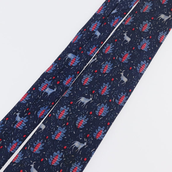 HERMES Necktie Silk Blue Auth 174887