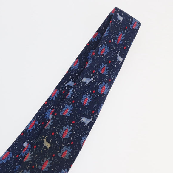 HERMES Necktie Silk Blue Auth 174887