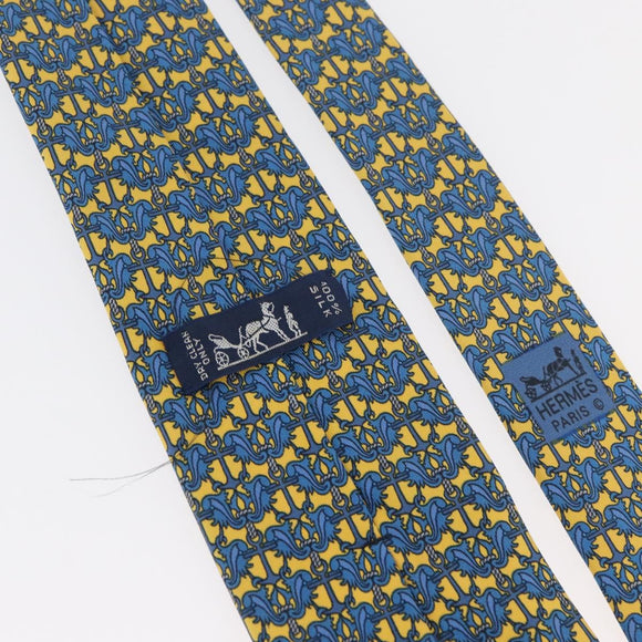 HERMES Necktie Silk Yellow Auth 174888A