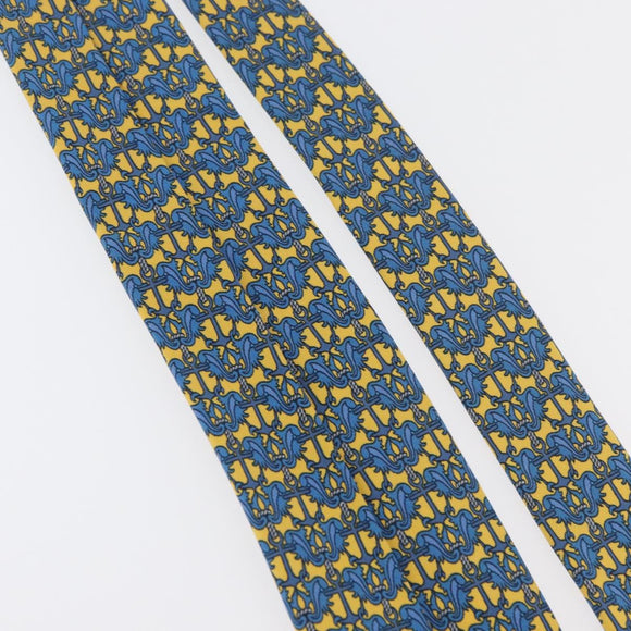 HERMES Necktie Silk Yellow Auth 174888A