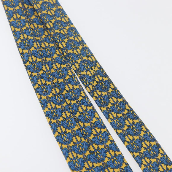 HERMES Necktie Silk Yellow Auth 174888A