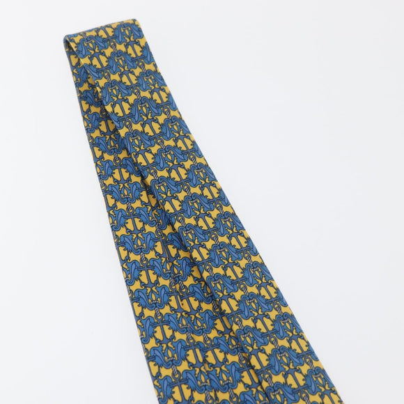 HERMES Necktie Silk Yellow Auth 174888A