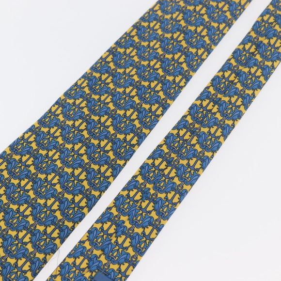 HERMES Necktie Silk Yellow Auth 174888A
