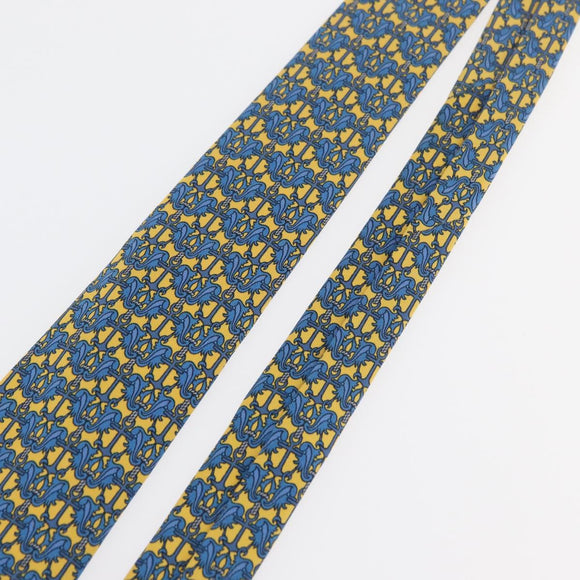 HERMES Necktie Silk Yellow Auth 174888A