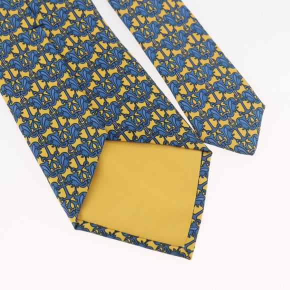 HERMES Necktie Silk Yellow Auth 174888A
