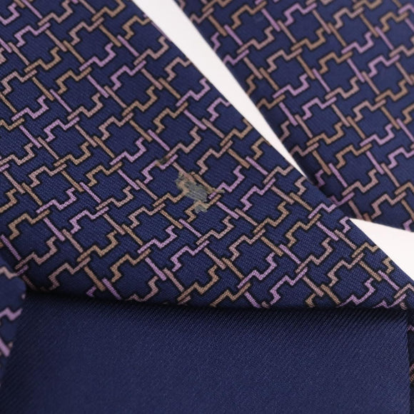 HERMES Necktie Silk Navy Auth 174890A