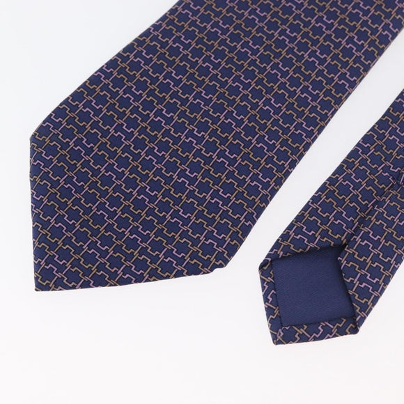 HERMES Necktie Silk Navy Auth 174890A
