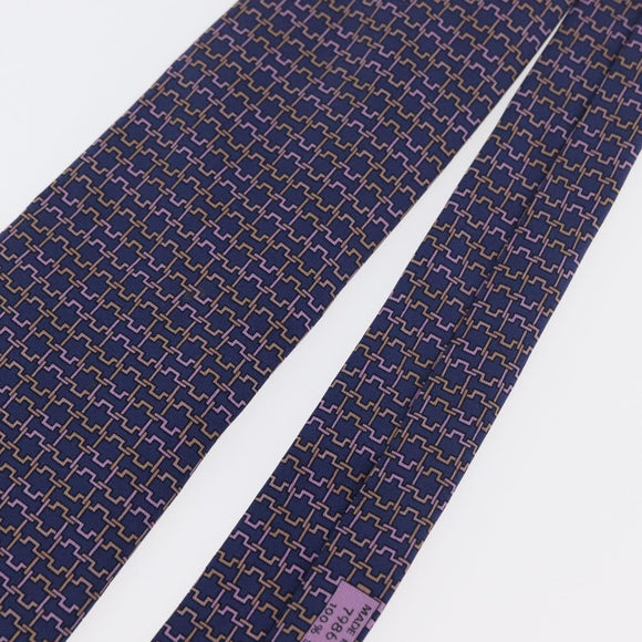 HERMES Necktie Silk Navy Auth 174890A