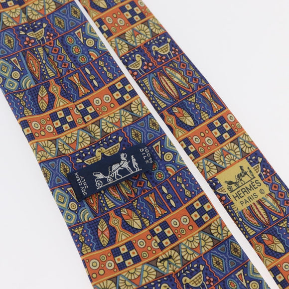 HERMES Necktie Silk Blue Auth 174892