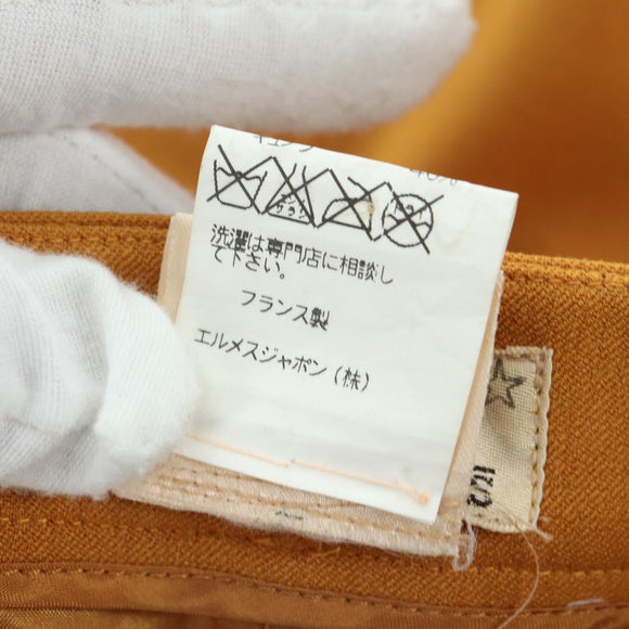 HERMES Skirt Wool Brown Auth 174904A