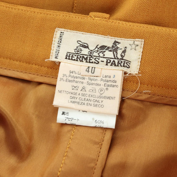 HERMES Skirt Wool Brown Auth 174904A