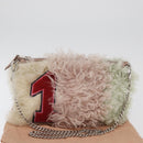 Miu Miu Chain Shoulder Bag Fur Pink Silver Auth 174917V-12