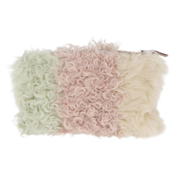Miu Miu Chain Shoulder Bag Fur Pink Silver Auth 174917V