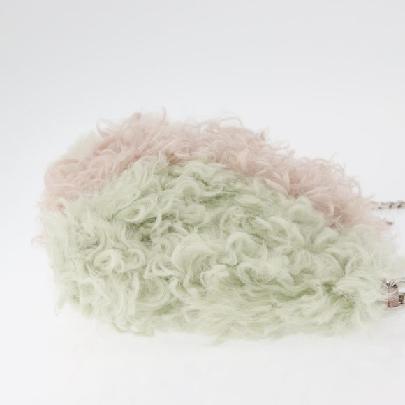 Miu Miu Chain Shoulder Bag Fur Pink Silver Auth 174917V