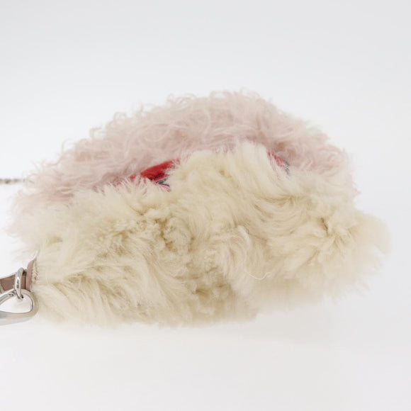 Miu Miu Chain Shoulder Bag Fur Pink Silver Auth 174917V