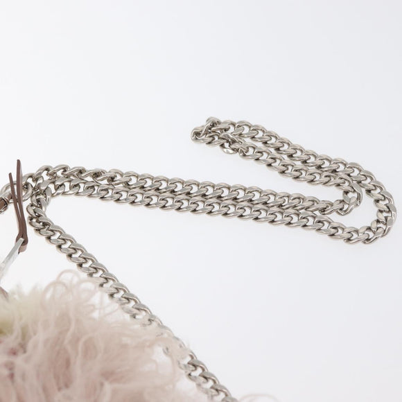 Miu Miu Chain Shoulder Bag Fur Pink Silver Auth 174917V