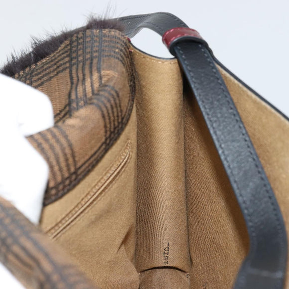 FENDI Shoulder Bag Canvas Brown Gold Auth 174921A
