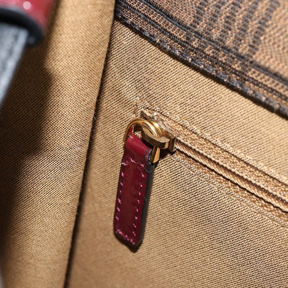 FENDI Shoulder Bag Canvas Brown Gold Auth 174921A