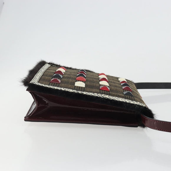 FENDI Shoulder Bag Canvas Brown Gold Auth 174921A