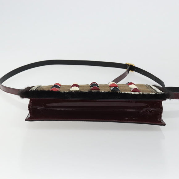FENDI Shoulder Bag Canvas Brown Gold Auth 174921A