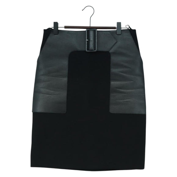 CELINE Skirt Wool Black Auth 174923A