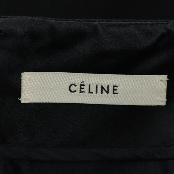 CELINE Skirt Wool Black Auth 174923A