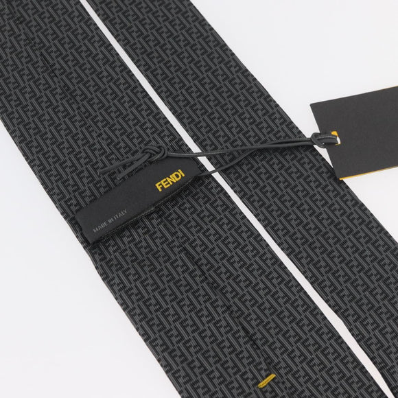 FENDI Necktie Silk Gray Auth 174924