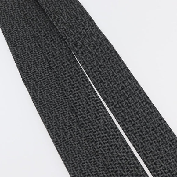 FENDI Necktie Silk Gray Auth 174924