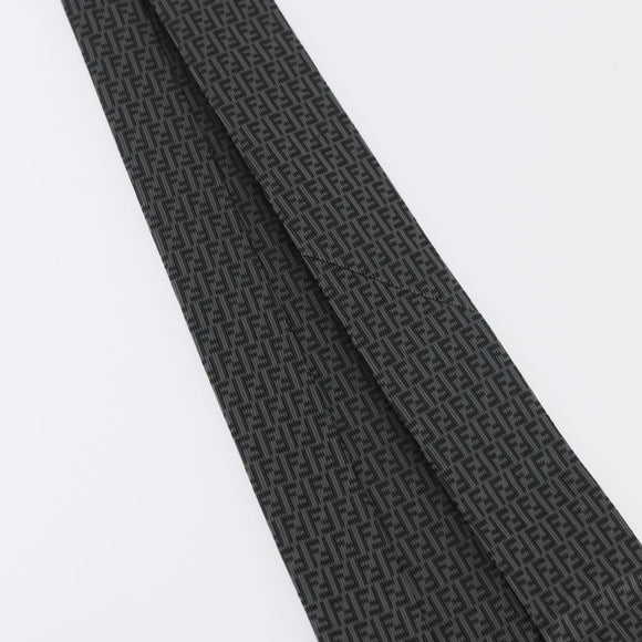FENDI Necktie Silk Gray Auth 174924