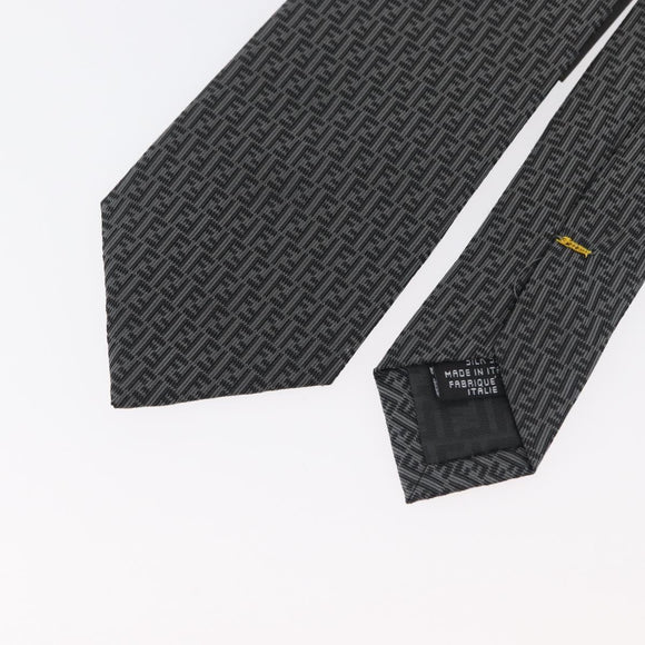FENDI Necktie Silk Gray Auth 174924