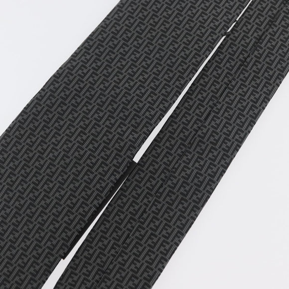 FENDI Necktie Silk Gray Auth 174924