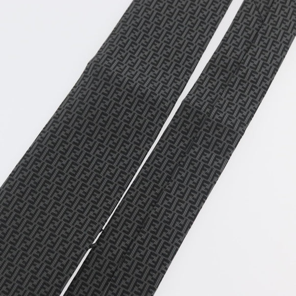 FENDI Necktie Silk Gray Auth 174924