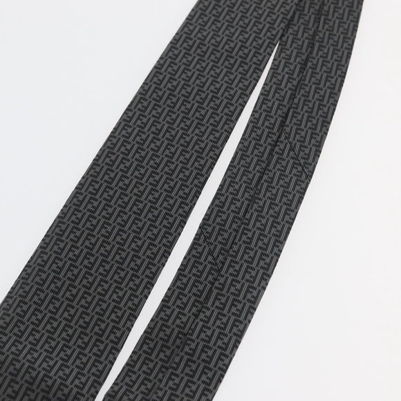 FENDI Necktie Silk Gray Auth 174924