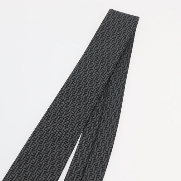 FENDI Necktie Silk Gray Auth 174924